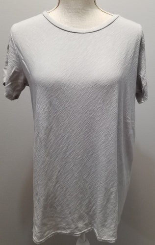 Cut Loose Light Weight Linen Cotton Jersey Short Sleeve Bias Tee (L, Aluminum)- On Sale!