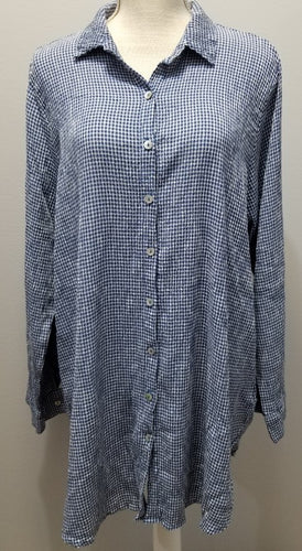 Cut Loose Crinkle Check Aline Shirt (XL, Amalfi)- On Sale!