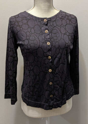 Cut Loose Ring Jacquard 3/4 Sleeve Easy Cardi (XS, Anthracite)- On Sale!