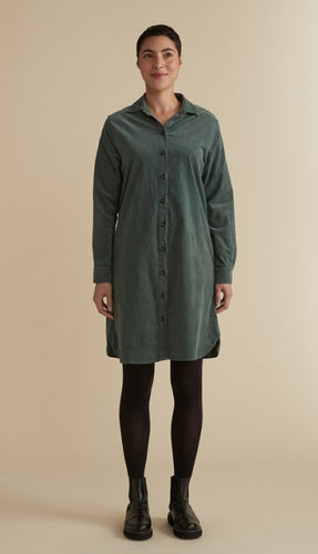 Cut Loose Mini Cord Shirt Dress (XS, Myrtle)- On Sale!