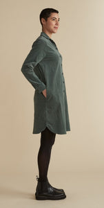 Cut Loose Mini Cord Shirt Dress (XS, Myrtle)- On Sale!