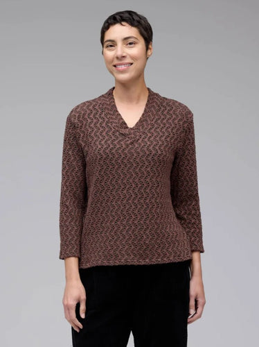 Cut Loose Black/Natural Crochet Wrap Neck Top