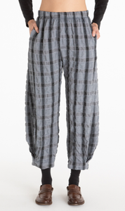 Cut Loose Crinkle Plaid Side Pleat Lantern Pant