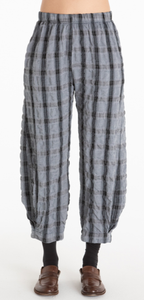 Cut Loose Crinkle Plaid Side Pleat Lantern Pant