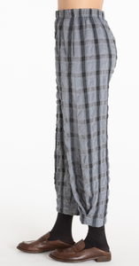 Cut Loose Crinkle Plaid Side Pleat Lantern Pant
