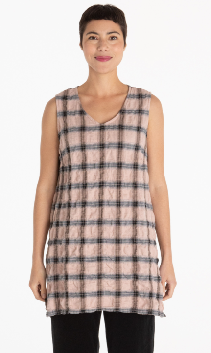 Cut Loose Crinkle Plaid Flowy Tank