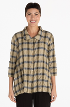 Load image into Gallery viewer, Cut Loose Crinkle Plaid High Low Shirt