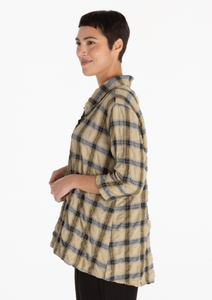 Cut Loose Crinkle Plaid High Low Shirt