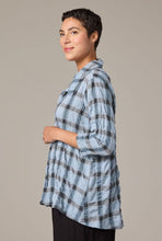 Load image into Gallery viewer, Cut Loose Crinkle Plaid High Low Shirt