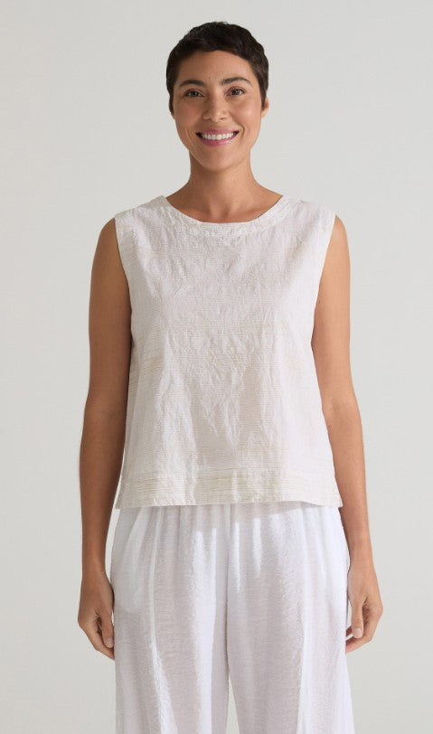 Cut Loose Texture Mini Stripe Shell w Wide Facing