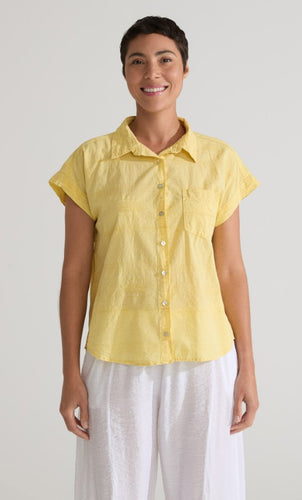 Cut Loose Texture Mini Stripe Short Sleeve Pocket Shirt
