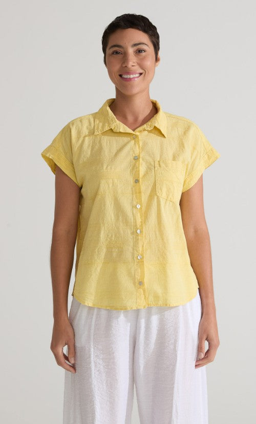Cut Loose Texture Mini Stripe Short Sleeve Pocket Shirt