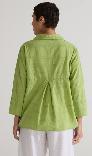 Cut Loose Texture Mini Stripe Crop Easy Shirt