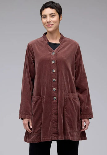 Cut Loose Soft Cotton Velvet Swing Coat