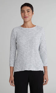 Cut Loose Black/Natural Sweater Knit 3/4 Sleeve Boatneck Tee