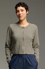 Load image into Gallery viewer, Cut Loose Black Stripe Doublecloth Crop Asym Cardi