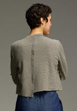 Load image into Gallery viewer, Cut Loose Black Stripe Doublecloth Crop Asym Cardi