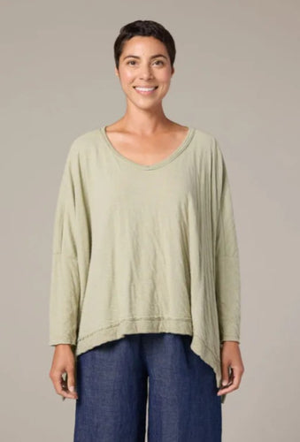 Cut Loose Grey Stripe Doublecloth One Size Deep V Top