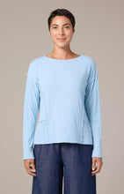 Load image into Gallery viewer, Cut Loose Grey Stripe Doublecloth Long Sleeve Raw Edge Top