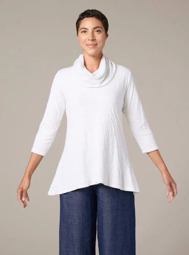 Cut Loose Grey Stripe Doublecloth Cowl Neck Swing Tee