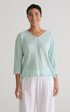 Load image into Gallery viewer, Cut Loose Vintage Stripe 3/4 Sleeve Tuck Front Top