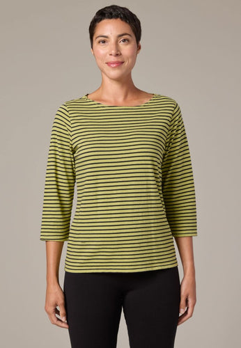 Cut Loose Navy/White Stripe 3/4 Sleeve Boatneck Tee