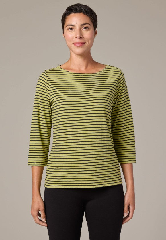 Cut Loose Navy/White Stripe 3/4 Sleeve Boatneck Tee