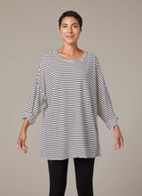 Load image into Gallery viewer, Cut Loose Navy/White Stripe One Size Oversized T-Shirt