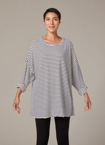 Cut Loose Navy/White Stripe One Size Oversized T-Shirt