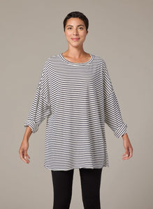 Cut Loose Navy/White Stripe One Size Oversized T-Shirt