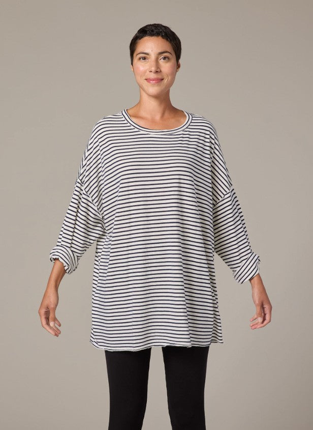 Cut Loose Navy/White Stripe One Size Oversized T-Shirt