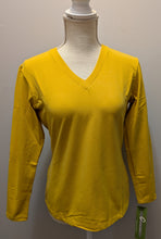 Load image into Gallery viewer, One Step Ahead Suede Supplex Classic Long Sleeve V-Neck (L, Marigold or Melon)-On Sale!