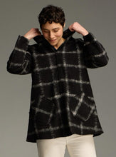 Load image into Gallery viewer, Cut Loose Plaid Boiled Wool Hooded Swing Jacket