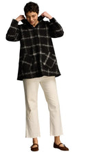 Load image into Gallery viewer, Cut Loose Plaid Boiled Wool Hooded Swing Jacket