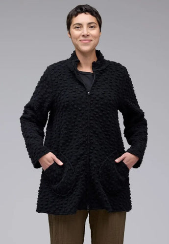 Cut Loose Pebbled Boiled Wool Zip Swing Jacket