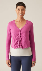 Cut Loose Light Weight Linen Sweater Shirred Cardi