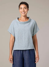 Load image into Gallery viewer, Cut Loose Crosshatch Roll Sleeve Cowl Top