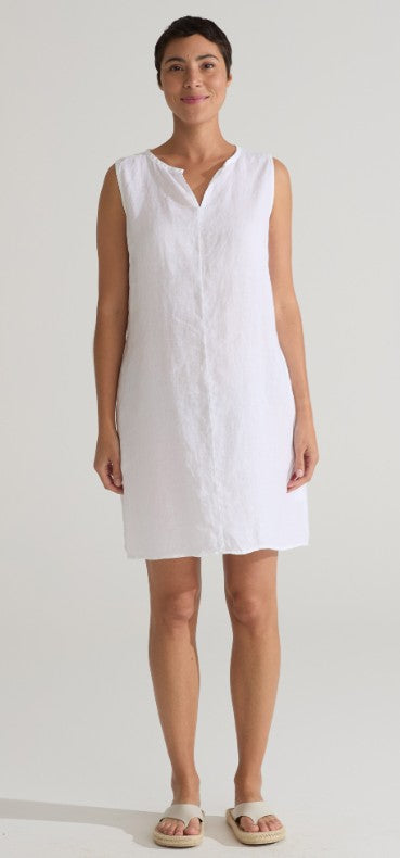 Cut Loose Hanky Linen Split Neck Short Dress