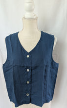 Load image into Gallery viewer, Cut Loose Hanky Linen Crop Vest (XL, Naval)- On Sale!