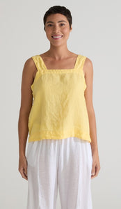 Cut Loose Hanky Linen Square Neck Shell