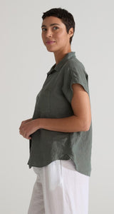 Cut Loose Hanky Linen Short Sleeve Pocket Shirt