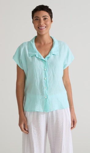 Cut Loose Hanky Linen Short Sleeve Boxy Shirt