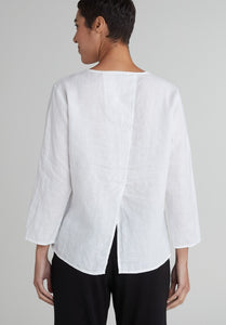 Cut Loose Lightweight Hanky Linen 3/4 Split Back Top