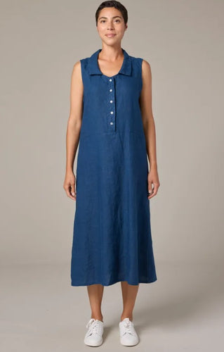 Cut Loose Solid Linen Collared Dress