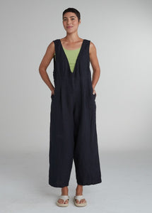 Cut Loose Solid Linen V-Neck Overalls