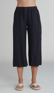 Cut Loose Solid Linen Easy Crop Pant