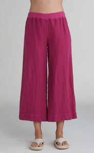 Cut Loose Solid Linen Crop Pant