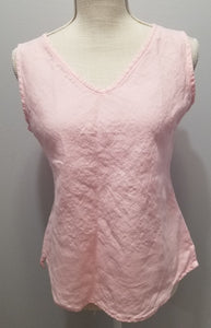 Cut Loose Solid Linen V-Neck Bias Tank Top (XS, Pink Salt)- On Sale!