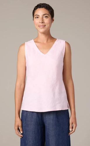 Cut Loose Solid Linen V-Neck Bias Tank