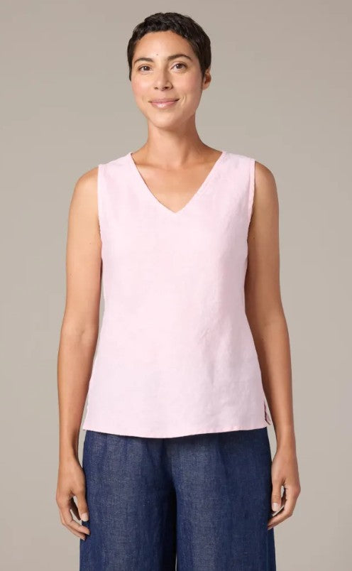 Cut Loose Solid Linen V-Neck Bias Tank